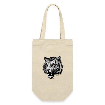 Black White Tiger Head with Orange Eyes - Gift Bag for Bottles - nature - Front