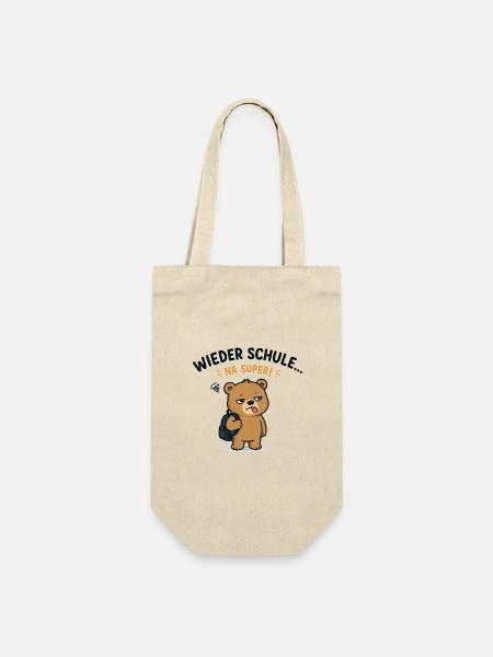 Wieder Schule Bär mit Rucksack - Geschenkbeutel für Flaschen - Natur