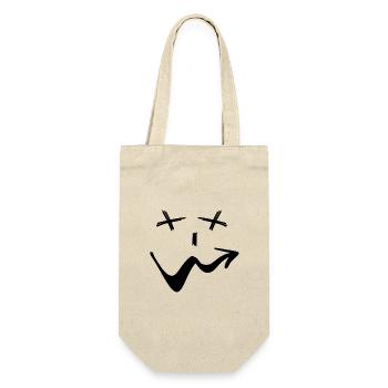 smile maske lacht smart comic funmotiv - Geschenkbeutel für Flaschen - Natur - Vorne