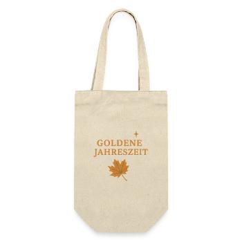 Goldene Herbstblätter Jahreszeit Motiv - Geschenkbeutel für Flaschen - Natur - Vorne
