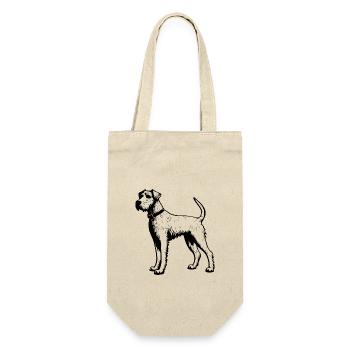 Airedale Terrier Hund - Geschenkbeutel für Flaschen - Natur - Vorne