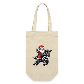 Zebra Weihnachtsmann - Geschenkbeutel für Flaschen - Natur - Vorne