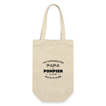 Compliqué d'être papa et pompier ça va je gère - Sac à bouteille - nature - Devant