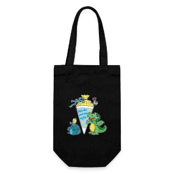 Schulkind Drache. Ach du meine Tüte! - Geschenkbeutel für Flaschen - Schwarz - Vorne