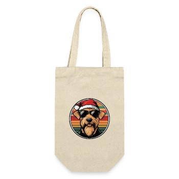 Airedale Terrier Hund Weihnachten Cool - Geschenkbeutel für Flaschen - Natur - Vorne