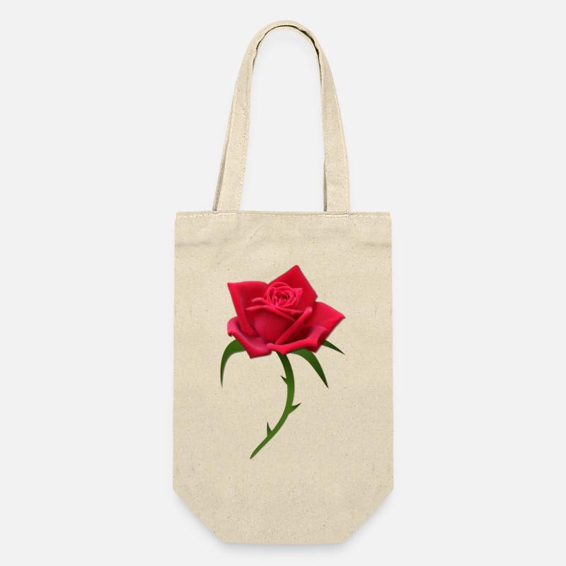 Rose rote Rose rote Rosen - Geschenkbeutel für Flaschen - Natur