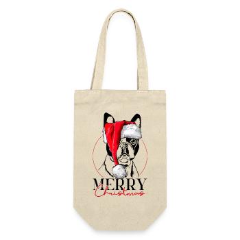 Santa Boston Terrier Merry Christmas Dog Wilsigns - Gift Bag for Bottles - nature - Front
