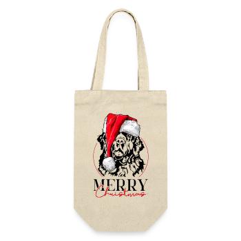 Santa Neufundländer Merry Christmas Neufi Wilsigns - Geschenkbeutel für Flaschen - Natur - Vorne