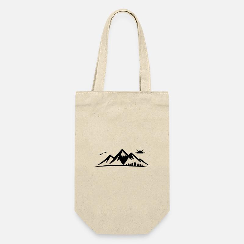 Bergsilhouette mit Sonne - Geschenkbeutel für Flaschen - Natur