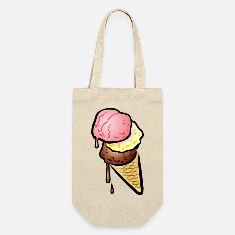 Eistüte mit drei Kugeln Eis - Geschenkbeutel für Flaschen - Natur