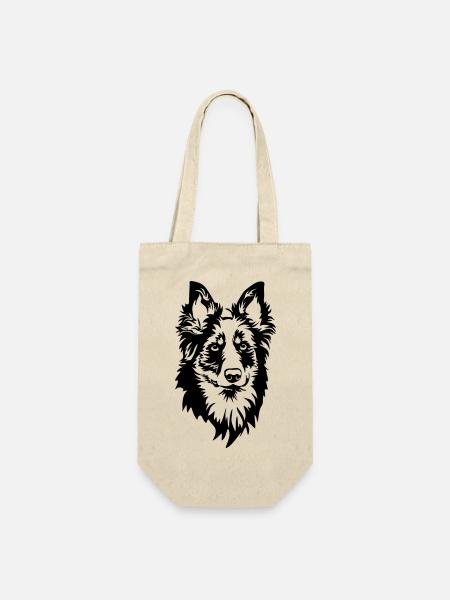 Gelbbacke (Altdeutscher Hütehund) Kopf - Geschenkbeutel für Flaschen - Natur