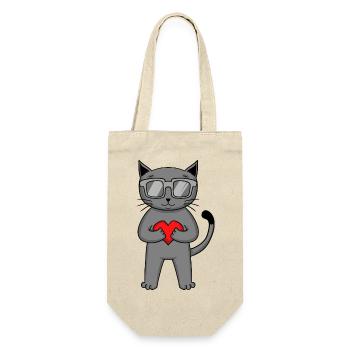 Britisch Kurzhaar Katze mit Sonnenbrille und Herz - Geschenkbeutel für Flaschen - Natur - Vorne