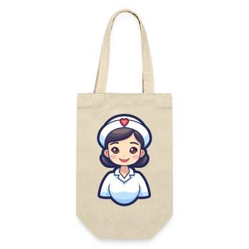 Krankenschwester - Geschenkbeutel für Flaschen - Natur - Vorne