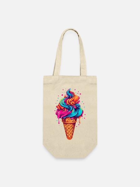 Retro Eiscream Eis Waffeleis für eine Eis - Geschenkbeutel für Flaschen - Natur