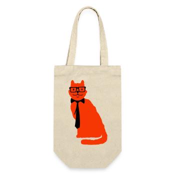 Smart Nerd Cat Lunettes à monture de corne Lunettes Geek Tie - Sac à bouteille - nature - Devant