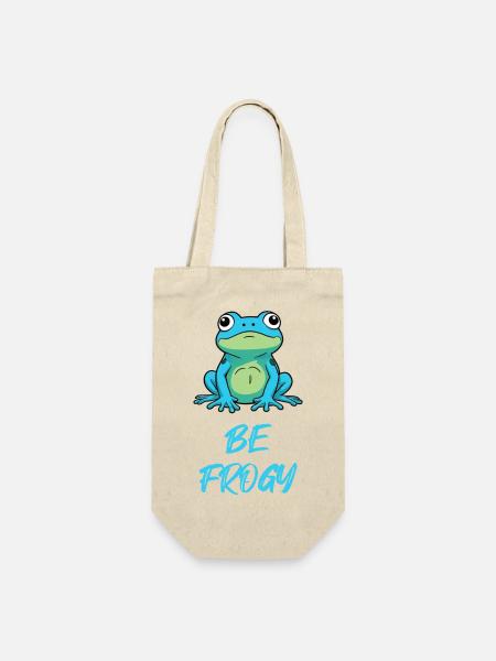Frosch Blau - Geschenkbeutel für Flaschen - Natur