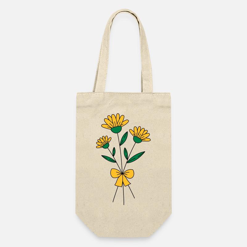 Blumenstrauss dreifarbig - Geschenkbeutel für Flaschen - Natur