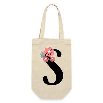 Lettre S fleurs minimalistes - Sac à bouteille - nature - Devant