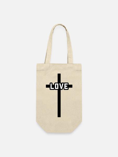 Kreuz Christlich Liebe Symbol Jesus - Geschenkbeutel für Flaschen - Natur