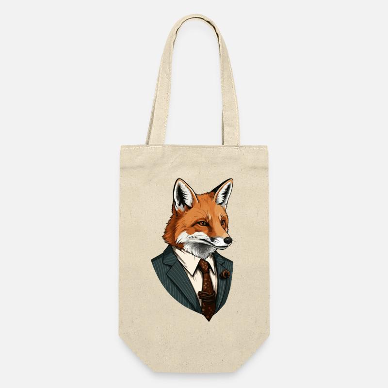 Fuchs im Anzug - Geschenkbeutel für Flaschen - Natur
