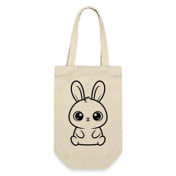 Kawaii Hase Große Augen Süß Vektor - Geschenkbeutel für Flaschen - Natur - Vorne