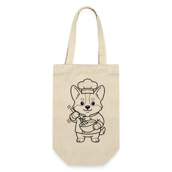 Niedlicher Corgi-Koch Kochplan Ästhetisches Hundegeschenk - Geschenkbeutel für Flaschen - Natur - Vorne