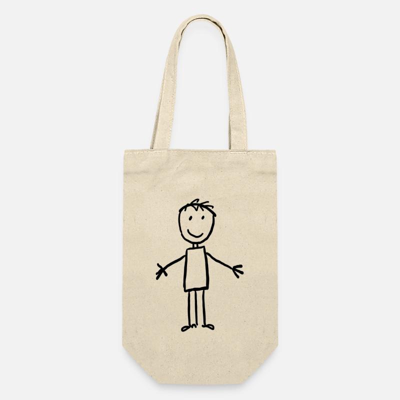 Sjovt Stick Figur Hug Design - Gavepose til flasker - natur