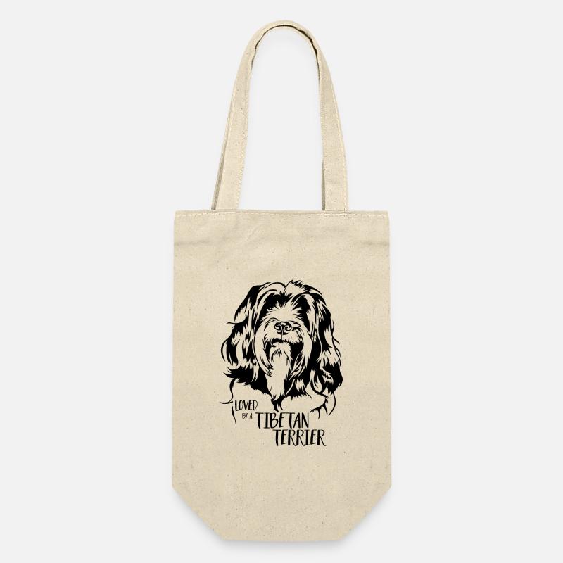 Loved by a Tibetan Terrier Spruch Hunde Wilsigns - Geschenkbeutel für Flaschen - Natur