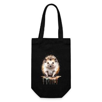 Mignon aquarelle : Un petit hérisson hérissé - Sac à bouteille - noir - Devant