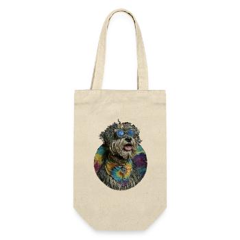 Hippie Hund - Geschenkbeutel für Flaschen - Natur - Vorne