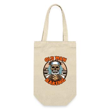 Old Man Baking Skull mit Bäckermütze mit Brot - Geschenkbeutel für Flaschen - Natur - Vorne
