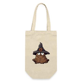 Drôle de tas de caca d’Halloween avec chapeau de sorcière. - Sac à bouteille - nature - Devant
