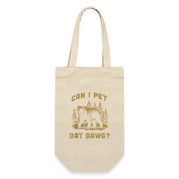 Darf ich diesen Hund, Wanderer, Tierliebhaber, lustiger Bär streicheln. - Geschenkbeutel für Flaschen - Natur - Vorne