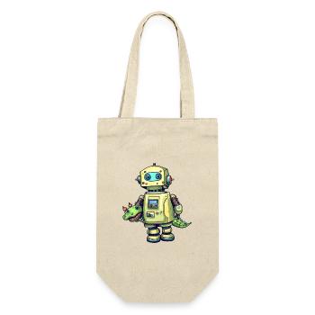 Little robot with toy crocodile - Gift Bag for Bottles - nature - Front