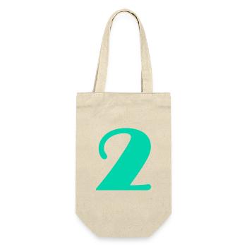 2 JAHRE. 2. JUBILÄUM. GEBURTSTAG 2 JAHRE. 2 - Geschenkbeutel für Flaschen - Natur - Vorne