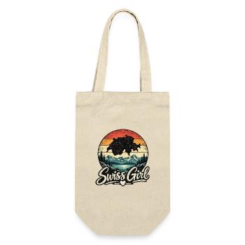 Swiss Girl Retro Look - Geschenkbeutel für Flaschen - Natur - Vorne