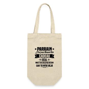 Parrain j'ai pas trouvé ton cadeau, Humour parrain - Sac à bouteille - nature - Devant
