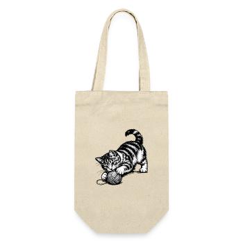 Playful Kitten and Yarn - Gift Bag for Bottles - nature - Front