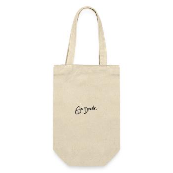 Schriftzug Go Drunk - Geschenkbeutel für Flaschen - Natur - Vorne