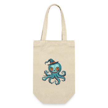 Oktopus Halloween Comic Lustig - Geschenkbeutel für Flaschen - Natur - Vorne