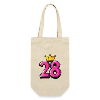 28 Zahl Krone - Geschenkbeutel für Flaschen - Natur - Vorne