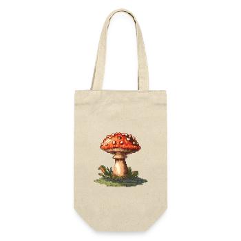 Pilz Pixel Gamer - Geschenkbeutel für Flaschen - Natur - Vorne