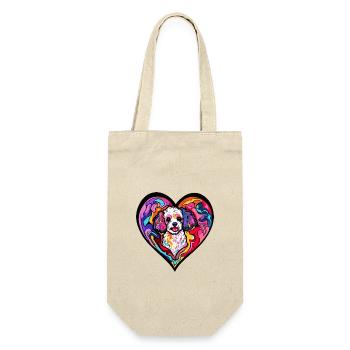Poodle Hund Herz Liebe - Geschenkbeutel für Flaschen - Natur - Vorne