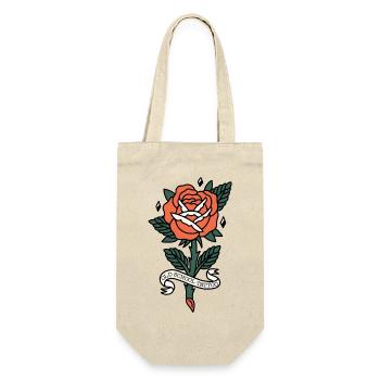 Old school tattoo rose - Geschenkbeutel für Flaschen - Natur - Vorne