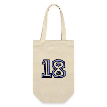 18. 18 JAHRE ALT. 18-JÄHRIGES JUBILÄUM. GEBURTSTAG 18 JAHRE. - Geschenkbeutel für Flaschen - Natur - Vorne