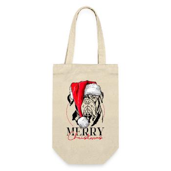 Santa Bordeauxdogge Merry Christmas Wilsigns - Geschenkbeutel für Flaschen - Natur - Vorne