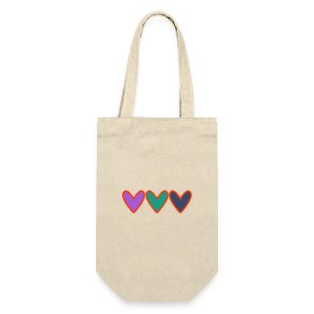 HERZ. HERZ. VALENTINSTAG. LIEBE. LIEBE. PAAR. - Geschenkbeutel für Flaschen - Natur - Vorne