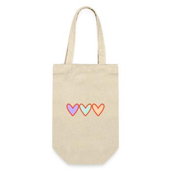 HERZ. HERZ. VALENTINSTAG. LIEBE. LIEBE. PAAR. - Geschenkbeutel für Flaschen - Natur - Vorne