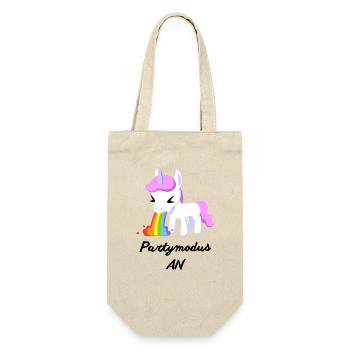 Partymodus AN , Einhorn - Geschenkbeutel für Flaschen - Natur - Vorne