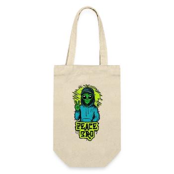 Peace Bro Smile und Positives Alien für Space Fan - Geschenkbeutel für Flaschen - Natur - Vorne